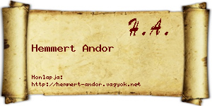 Hemmert Andor névjegykártya